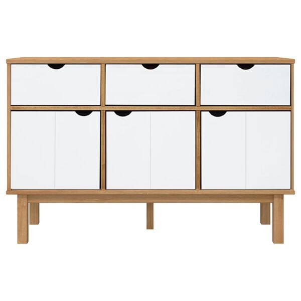 vidaXL Sideboard Brown and white Solid pine wood, engineered wood Medium