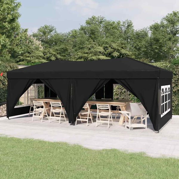 vidaXL Folding Party Tent with Sidewalls Black 9.8'x19.7'