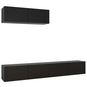 vidaXL TV Cabinet Set of 3 Black Engineered wood