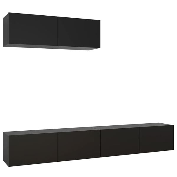vidaXL TV Cabinet Set of 3 Black Engineered wood