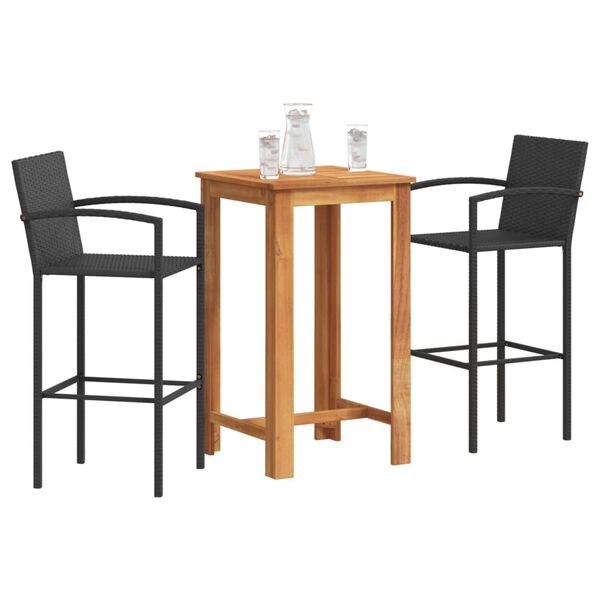 vidaXL Garden Bar Set Black and Wood