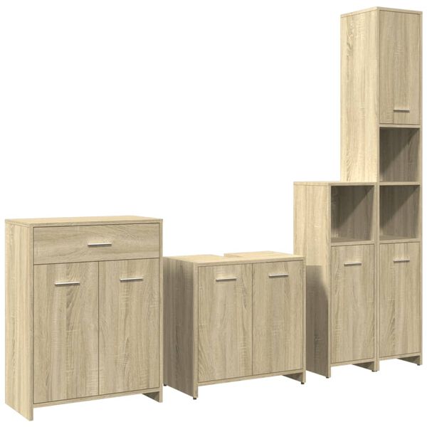 vidaXL Bathroom Furniture Set Sonoma Oak Engineered Wood Large Modern