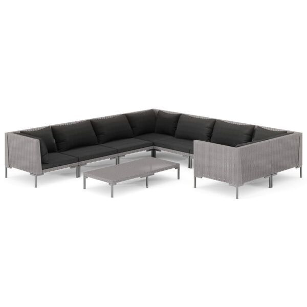 vidaXL Garden Lounge Set Dark Grey, Black