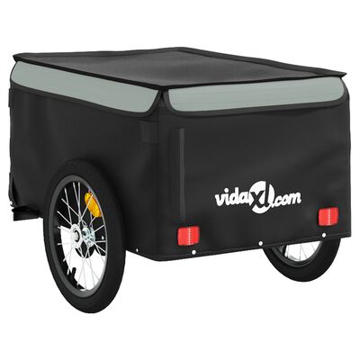 vidaXL Bike Trailer Black and Gray 99.2 lb Iron