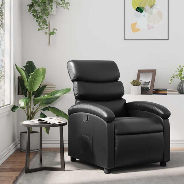 vidaXL Recliner Chair Black Faux Leather, Metal, Plywood Standard Recliner