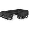 vidaXL Garden Lounge Set Black Solid Pine Wood, 100% Polyester Large