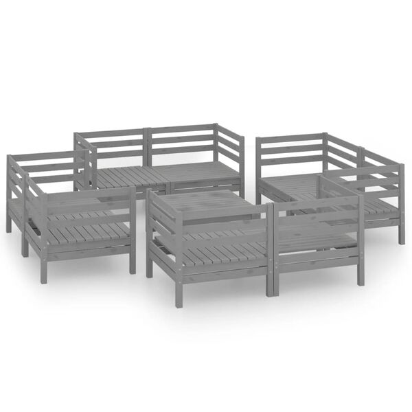 vidaXL Garden Lounge Set Grey Solid pine wood Large Modular