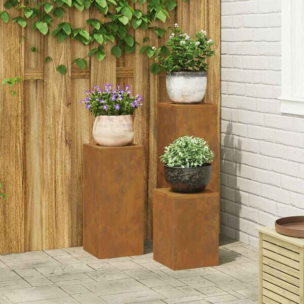 vidaXL Plant Stand 3 pcs Rusty Weathering steel
