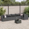 vidaXL Patio Lounge Set Grey PE Rattan 7 Piece Adjustable Feet