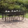 vidaXL Garden Dining Set Black Poly Rattan, Steel, Tempered Glass 7 Piece