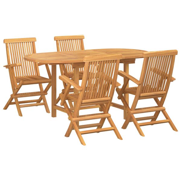 vidaXL Garden Dining Set 5 pcs Brown Solid teak wood