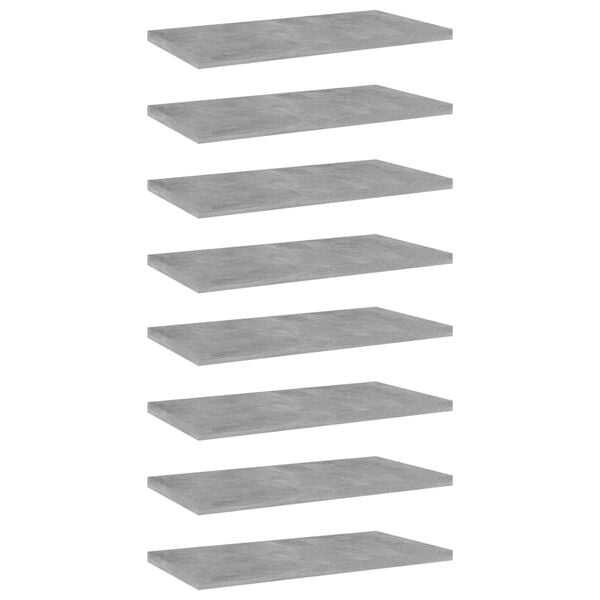 vidaXL Shelf Set of 8 Concrete grey Engineered wood 15.7 x 7.9 x 0.6 in