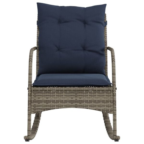 vidaXL Patio Rocking Chair Grey Poly Rattan and Powder-Coated Steel Medium