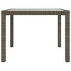 vidaXL Patio Table 35.4"x35.4"x29.5" Tempered Glass and Poly Rattan Gray