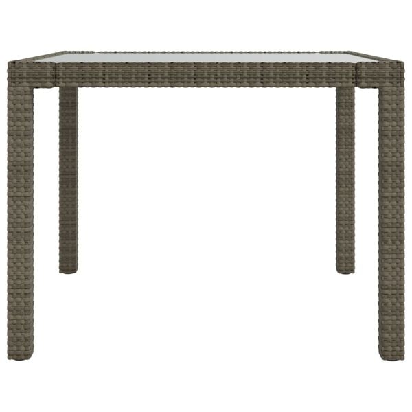 vidaXL Patio Table 35.4"x35.4"x29.5" Tempered Glass and Poly Rattan Gray
