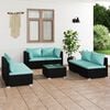vidaXL Garden Lounge Set Black, Water Blue
