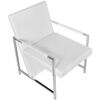 vidaXL Armchair White Faux Leather, Wood, Chrome Medium Ergonomic