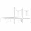 vidaXL Bed Frame White Powder-Coated Steel Full Bed Frame Rectangular