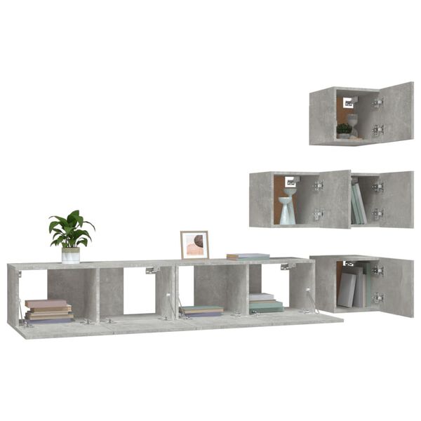 vidaXL Wall-mounted TV Stand Concrete Gray Engineered Wood