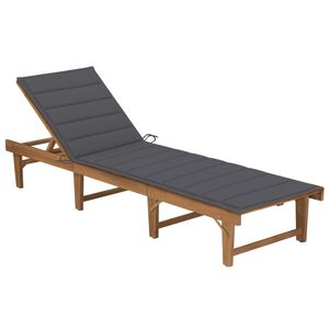 vidaXL Sun Lounger Anthracite Solid Acacia wood, Fabric (100% polyester)