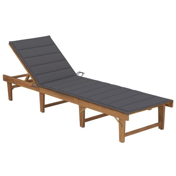 vidaXL Sun Lounger Anthracite Solid Acacia wood, Fabric (100% polyester)