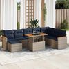 vidaXL 9 Piece Patio Sofa Set with Cushions Gray Poly Rattan