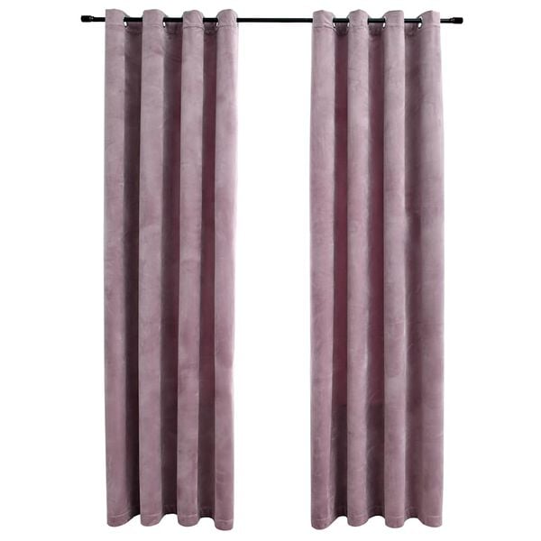 vidaXL Blackout Curtains with Rings 2 pcs Velvet Antique Pink 55.1x68.9"