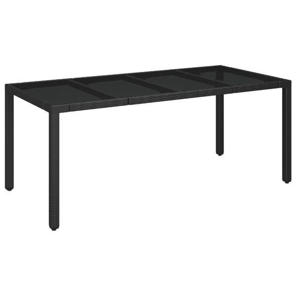 vidaXL Garden Table With Glass Top Black