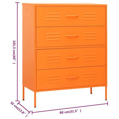 vidaXL Chest of Drawers Orange 31.5"x13.8"x40" Steel