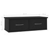 vidaXL Wall-mounted Drawer Shelf Black 23.6x10.2x7.3" Engineered Wood