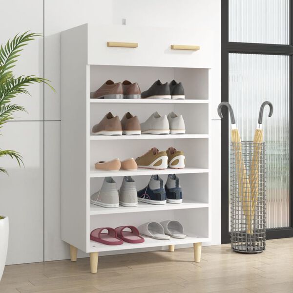 vidaXL Shoe Cabinet White Engineered Wood Medium Shoe Cabinet