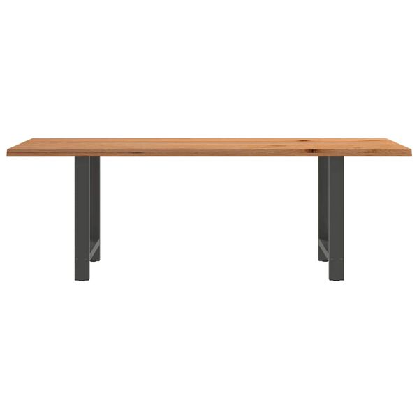 vidaXL Dining Table Light Brown Solid Oak Wood Large Adjustable Feet