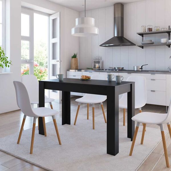 vidaXL Dining Table Black Engineered wood Medium Minimalistic