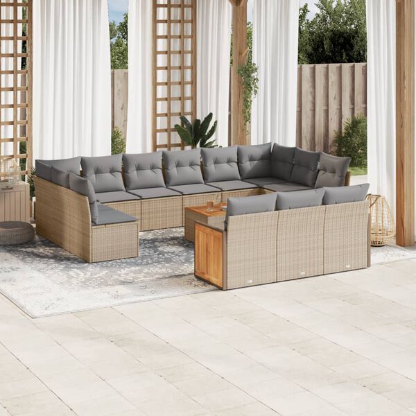 vidaXL Garden Sofa Set Beige, Light Grey