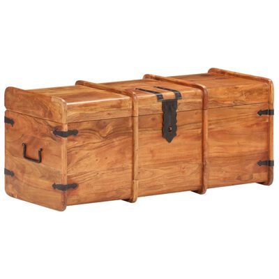 Three-section wooden trunk with left section angled