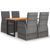 vidaXL 5 Piece Patio Dining Set with Cushions Poly Rattan Gray