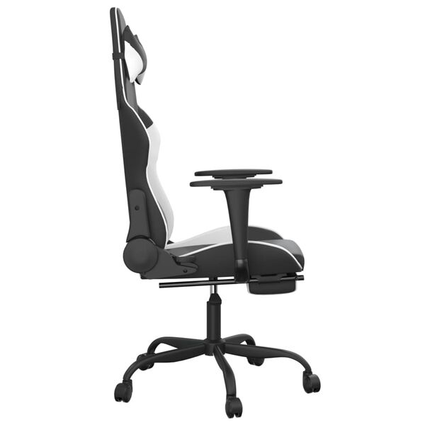vidaXL Gaming Chair Black and White Faux Leather, Metal, Plywood, Foam