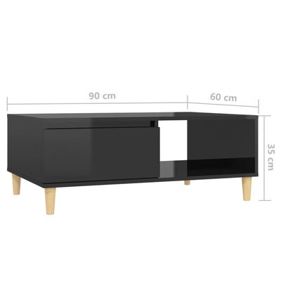 vidaXL Coffee Table High Gloss Black 35.4"x23.6"x13.8" Engineered Wood