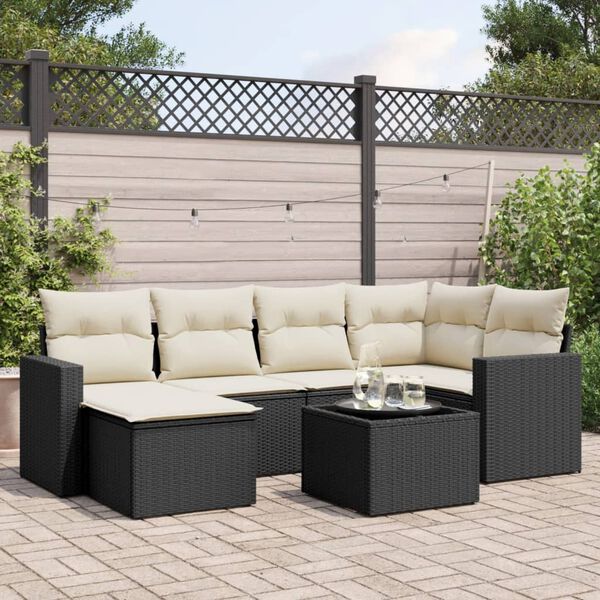 vidaXL Garden Sofa Set Black, Cream White