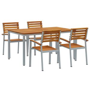 vidaXL Garden Dining Set 5 pcs Grey Solid Acacia Wood