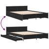 vidaXL Bed Frame Black Engineered wood, steel King Bed Frame