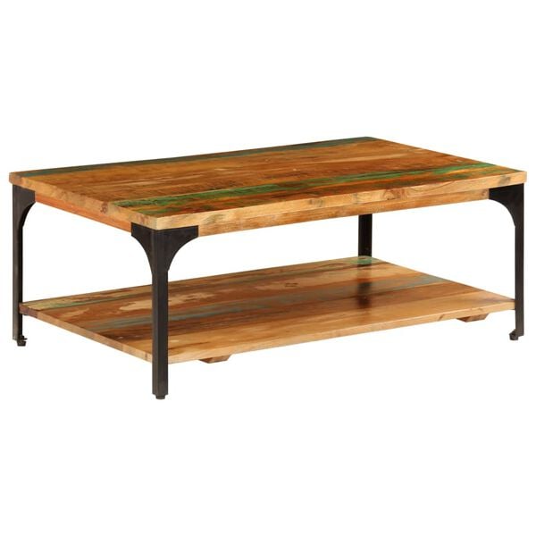 vidaXL Coffee Table Multicolour Solid reclaimed wood and powder-coated steel