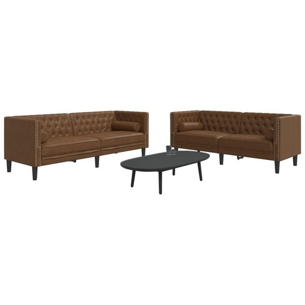vidaXL Chesterfield Sofa Set Brown