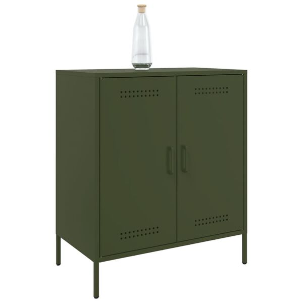 vidaXL Sideboard Olive Green Steel Medium Cabinet Rectangular
