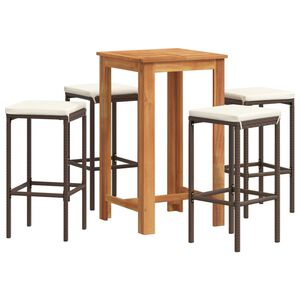 vidaXL Garden Bar Set Brown, Cream
