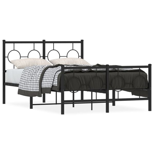 vidaXL Bed Frame Black Steel Double Bed Frame Rectangular Industrial