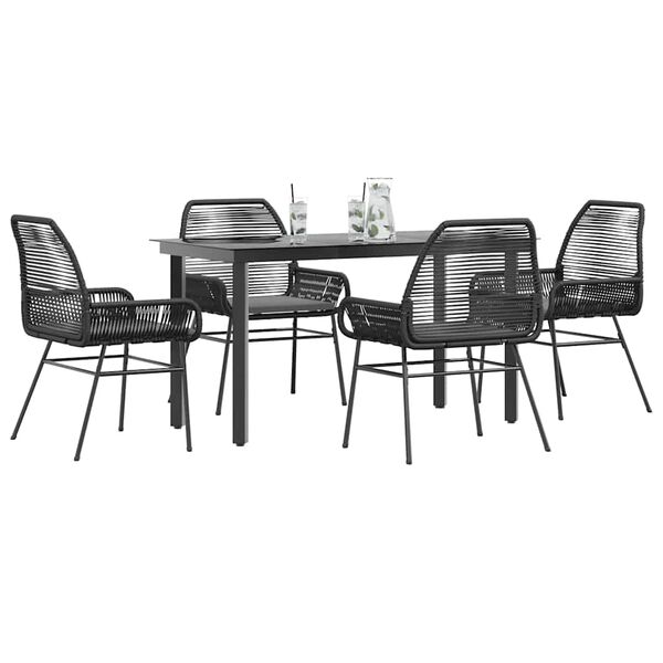 vidaXL Garden Dining Set Black, Dark Grey