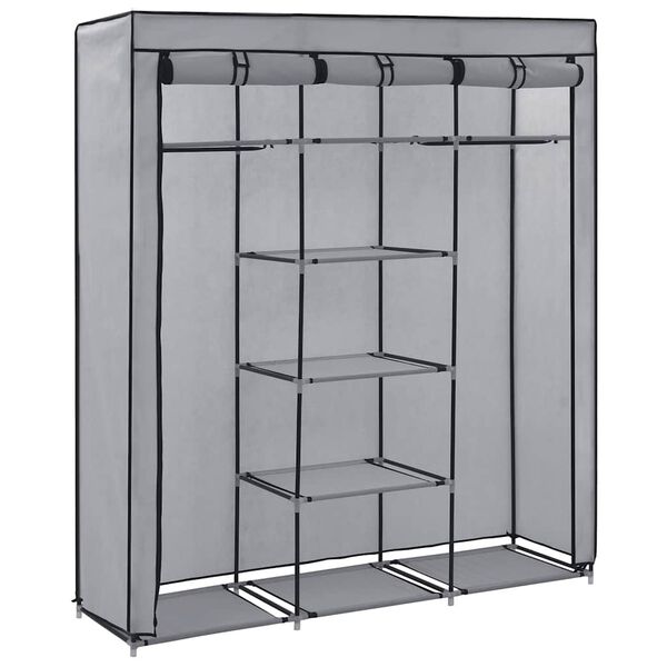 vidaXL Wardrobe Grey Non-woven fabric Medium Collapsible Wardrobe