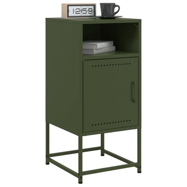vidaXL Bedside Cabinet Set of 2 Olive Green Steel Medium