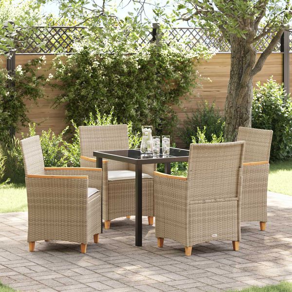 vidaXL Garden Dining Set 5 pcs Beige Poly Rattan